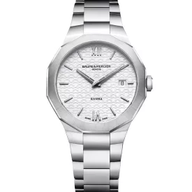 Baume & Mercier Riviera orologio da uomo M0A10845, quadrante argento, cinturino in acciaio inossidabile argento