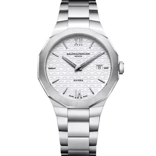Baume & Mercier Riviera orologio da uomo M0A10845, quadrante argento, cinturino in acciaio inossidabile argento
