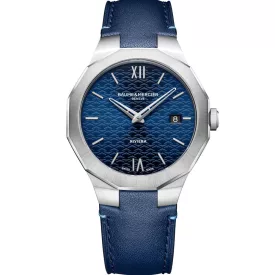 Baume & Mercier Riviera orologio da uomo M0A10846, quadrante blu, cinturino in pelle blu