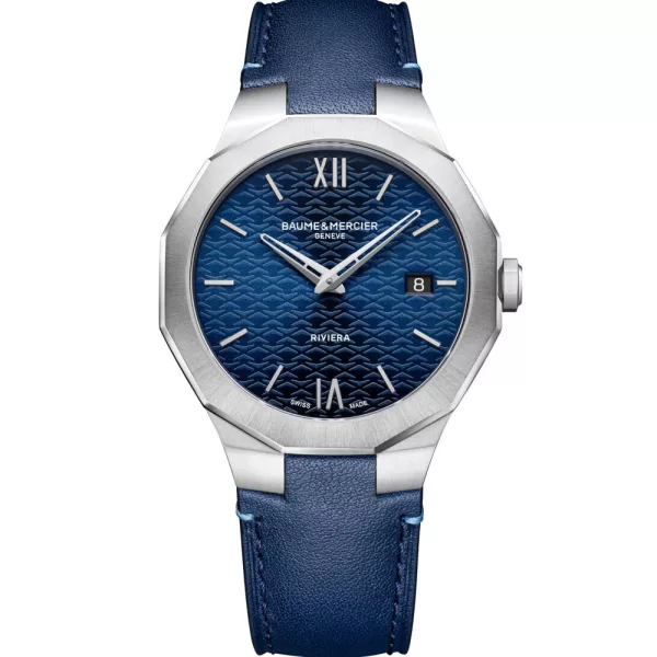 Baume & Mercier Riviera orologio da uomo M0A10846, quadrante blu, cinturino in pelle blu