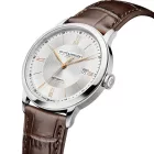 Baume & Mercier Classima orologio da uomo M0A10853, quadrante argento, cinturino in pelle marrone