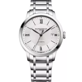 Baume & Mercier Classima orologio da uomo M0A10854, quadrante argento, cinturino in acciaio inossidabile argento
