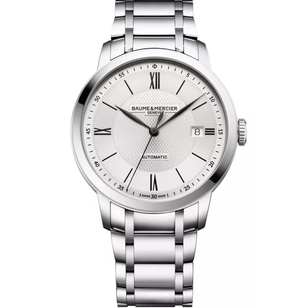 Baume & Mercier Classima orologio da uomo M0A10854, quadrante argento, cinturino in acciaio inossidabile argento