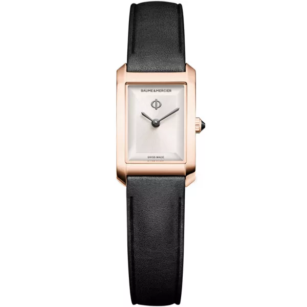 Baume & Mercier Hampton orologio da donna M0A10861, quadrante argento, cinturino in pelle nero