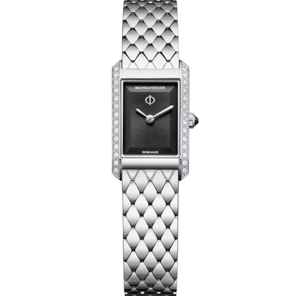 Baume & Mercier Hampton orologio da donna M0A10862, quadrante nero, cinturino in acciaio inossidabile argento