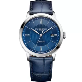 Baume & Mercier Classima orologio da uomo M0A10879, quadrante blu, cinturino in pelle blu