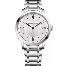 Baume & Mercier Classima orologio da uomo M0A10883, quadrante argento, cinturino in acciaio inossidabile argento