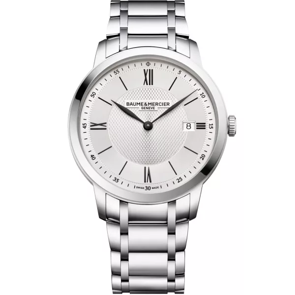 Baume & Mercier Classima orologio da uomo M0A10883, quadrante argento, cinturino in acciaio inossidabile argento