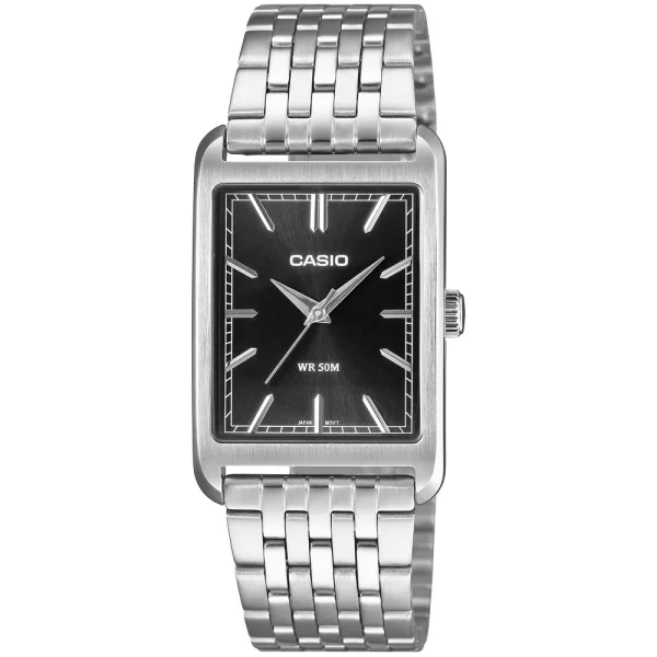 Casio Collection orologio da uomo MTP-B215D-1AVER, quadrante nero, cinturino in acciaio inossidabile argento
