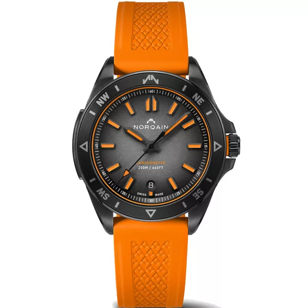 Norqain Adventure Limited Edition orologio da uomo N1300.08B01.B01.R02, quadrante nero, cinturino in silicone giallo