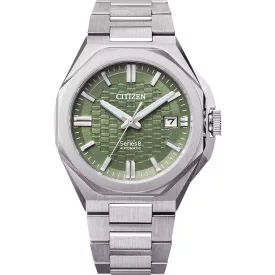 Citizen Automatic Series 8 orologio da uomo NB6080-51W, quadrante verde, cinturino in acciaio inossidabile argento
