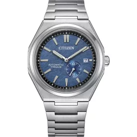 Citizen Automatic orologio da uomo NJ0180-80L, quadrante blu, cinturino in titanio argento