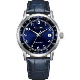 Citizen Automatic orologio da uomo NJ0210-13L, quadrante blu, cinturino in pelle blu