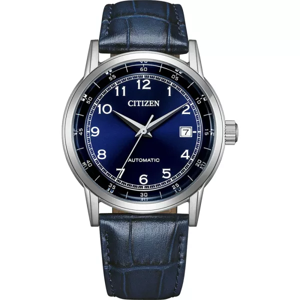 Citizen Automatic orologio da uomo NJ0210-13L, quadrante blu, cinturino in pelle blu