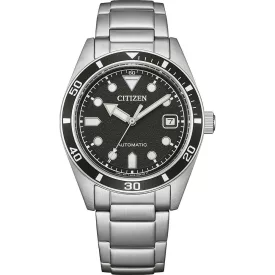Citizen Automatic orologio da uomo NJ0221-50E, quadrante nero, cinturino in acciaio inossidabile argento