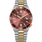 Citizen Automatic Tsuyosa orologio da uomo NJ0234-58X, quadrante bordeaux, cinturino in acciaio inossidabile argento