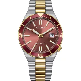 Citizen Automatic Tsuyosa orologio da uomo NJ0234-58X, quadrante bordeaux, cinturino in acciaio inossidabile argento