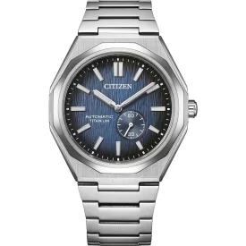 Citizen Automatic Titanium Zenshin 60 orologio da uomo NK5020-58M, quadrante blu, cinturino in titanio argento