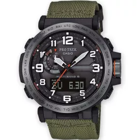 Casio Pro Trek orologio da uomo PRW-6600YB-3ER, quadrante nero, cinturino in tessuto verde