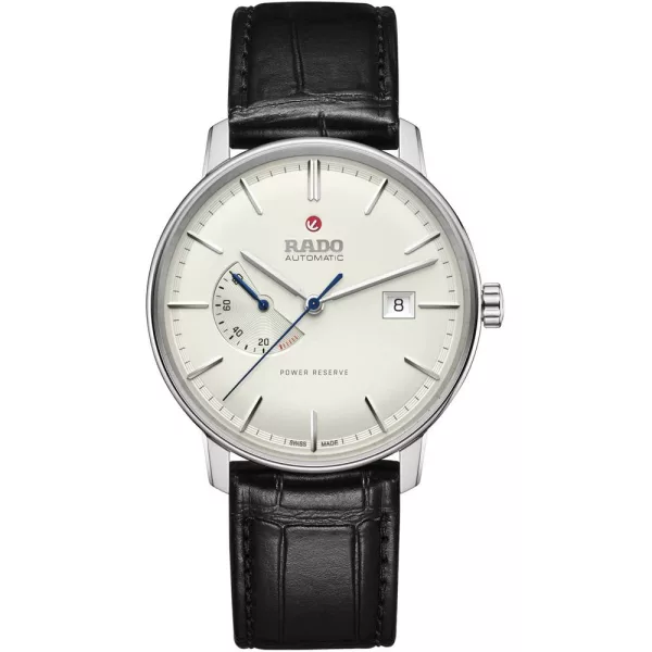 Rado Coupole Automatic Power Reserve orologio da uomo R22878045, quadrante bianco, cinturino in pelle nero