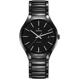 Rado True Round Automatic orologio unisex R27056152, quadrante nero, cinturino in ceramica nero