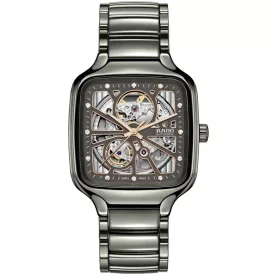 Rado True Square Automatic orologio unisex R27083712, cinturino in ceramica grigio