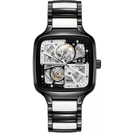 Rado True Square Automatic Open Heart Diamonds Limited Edition orologio unisex R27086752, cinturino in ceramica nero