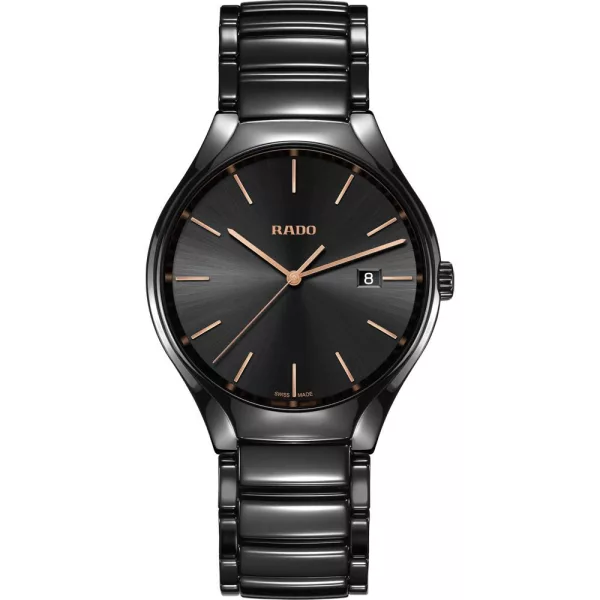 Rado True orologio unisex R27238162, quadrante nero, cinturino in titanio nero