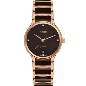 Rado Centrix Diamonds orologio da donna R30038712, quadrante marrone, cinturino in acciaio inossidabile oro rosa