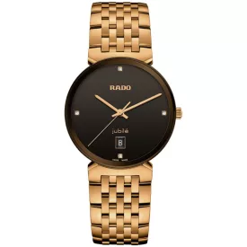 Rado Florence Classic orologio unisex R48916703, quadrante nero, cinturino in acciaio inossidabile oro rosa