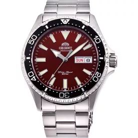 Orient Mako III Kamasu orologio da uomo RA-AA0003R39B, quadrante rosso, cinturino in acciaio inossidabile argento