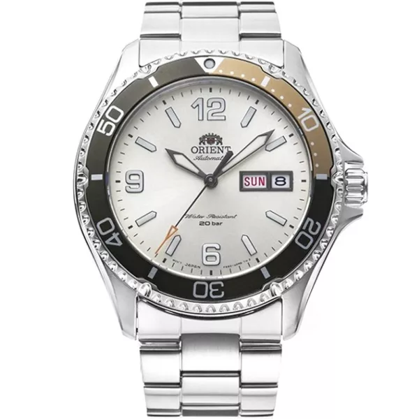 Orient Mako III orologio da uomo RA-AA0821S39B, quadrante argento, cinturino in acciaio inossidabile argento