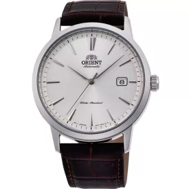 Orient Symphony orologio da uomo RA-AC0F07S30B, quadrante argento, cinturino in pelle marrone