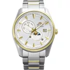 Orient Stretto Sun & Moon orologio da uomo RA-AK0312S30B, quadrante argento, cinturino in acciaio inossidabile argento