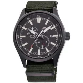 Orient Defender II orologio da uomo RA-AK0403N10B, quadrante nero, cinturino in tessuto verde