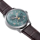 Orient Bambino Sun & Moon orologio da uomo RA-AK0805E30B, quadrante verde, cinturino in pelle marrone