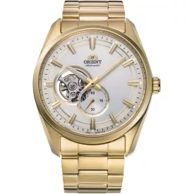 Orient Contemporary Open Heart orologio da uomo RA-AR0007S30B, quadrante argento, cinturino in acciaio inossidabile oro
