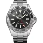 Orient Mako Diver GMT orologio da uomo RA-BC0001B30B, quadrante nero, cinturino in acciaio inossidabile argento