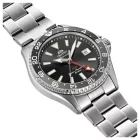 Orient Mako Diver GMT orologio da uomo RA-BC0001B30B, quadrante nero, cinturino in acciaio inossidabile argento
