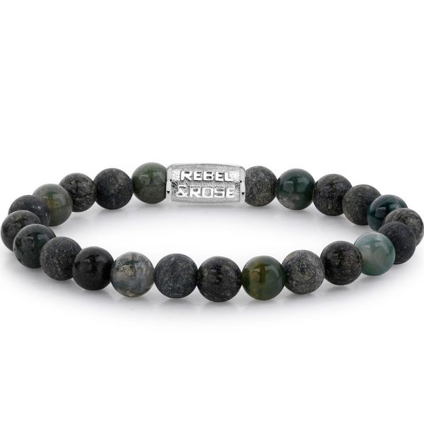 Rebel & Rose Green Rocks Uomo braccialetto M RR-80044-S-M