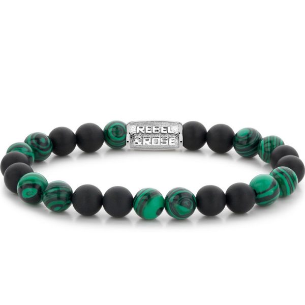 Rebel & Rose Matt Malachite Twist Uomo braccialetto L RR-80068-S-L
