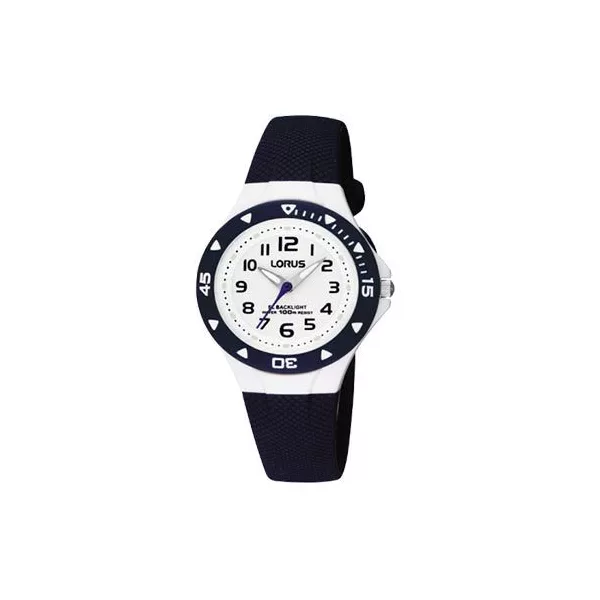 Lorus orologio per bambini RRX43CX-9, quadrante bianco, cinturino in plastica nero