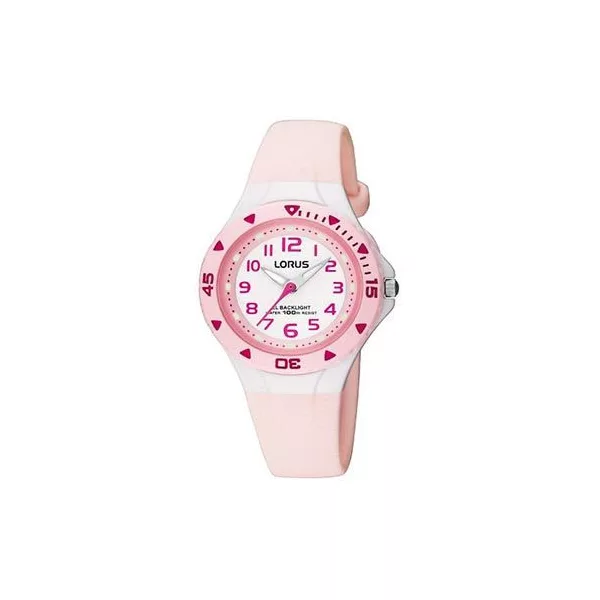 Lorus orologio per bambini RRX49CX-9, quadrante bianco, cinturino in silicone rosa