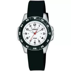 Lorus Kids orologio per bambini RRX53HX-9, quadrante bianco, cinturino in silicone nero