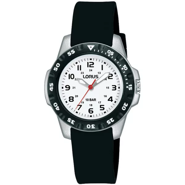 Lorus Kids orologio per bambini RRX53HX-9, quadrante bianco, cinturino in silicone nero
