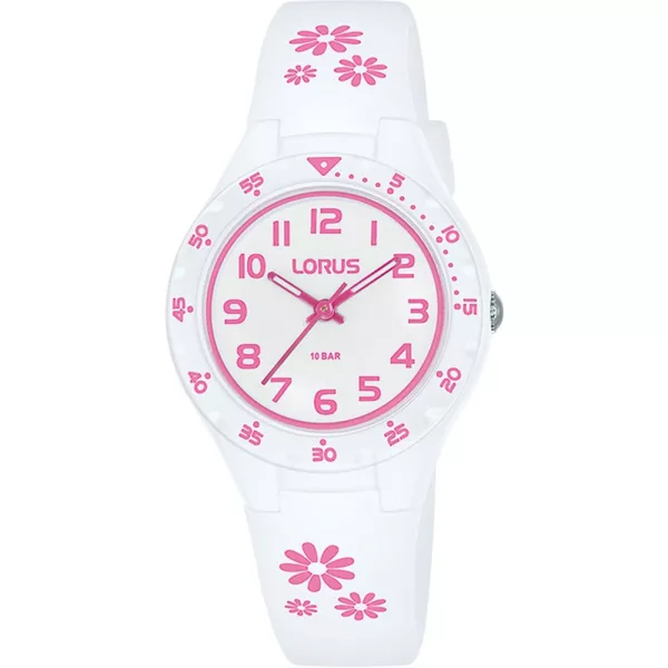 Lorus orologio per bambini RRX59GX-9, quadrante bianco, cinturino in silicone bianco