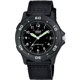 Lorus Kids orologio per bambini RRX89FX-9, quadrante nero, cinturino in tessuto nero