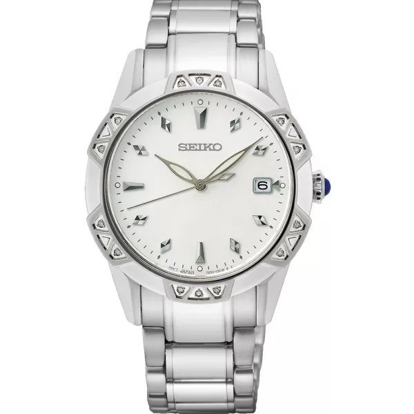 Seiko Dress Diamond orologio da donna SKK727P1, quadrante argento, cinturino in acciaio inossidabile argento