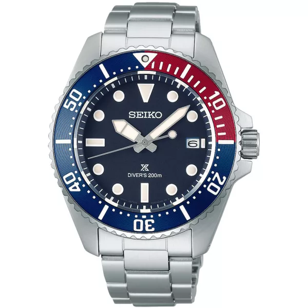 Seiko Prospex Solar Diver’s orologio da uomo SNE595P1, quadrante blu, cinturino in acciaio inossidabile argento