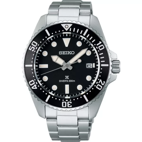 Seiko Prospex Sea Solar Diver’s orologio da uomo SNE597P1, quadrante nero, cinturino in acciaio inossidabile argento